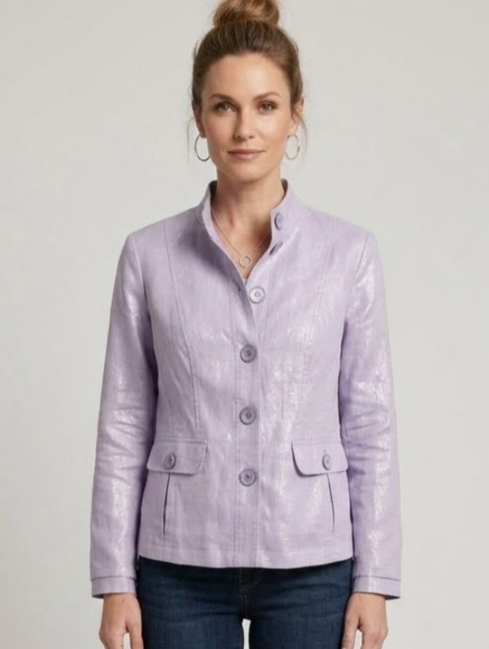 CHICO'S Linen Jacket Lavender Purple